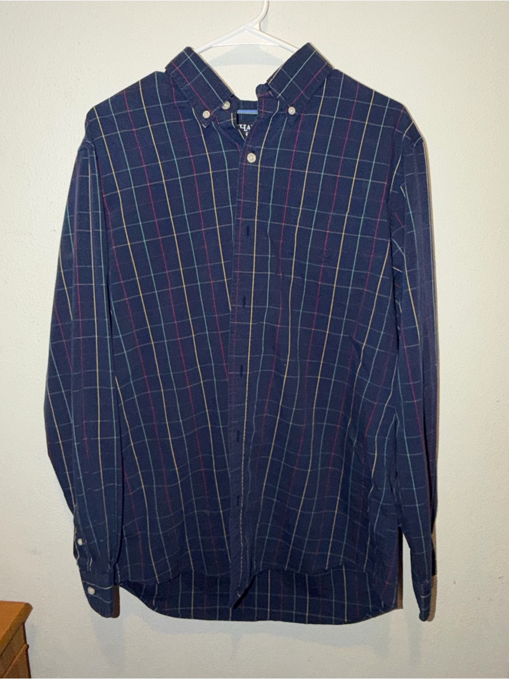 Chaps Men's Dark Navy Plaid Button-Down Shirt